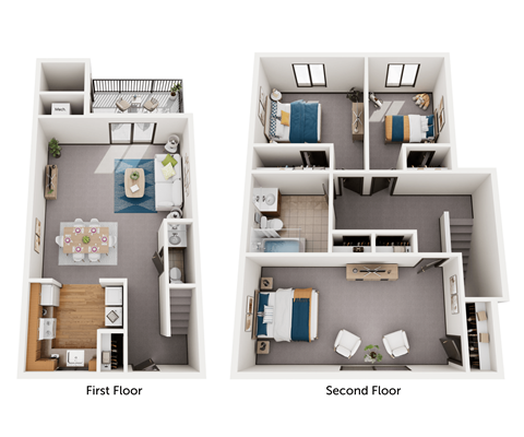 Floor plan for 3 beds, 1.5 baths, 1250 sqft